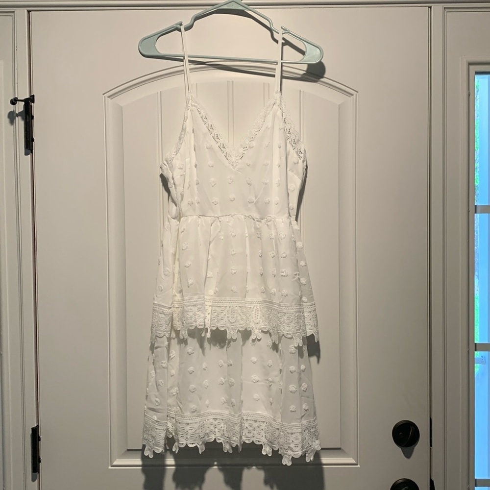 White dot and lace layered dress by Southern Fried Chics